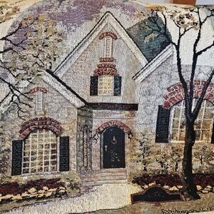 Large Vintage Tapestry ‘Home’ Throw by Artist: D Morgan 1996 51" X 70"